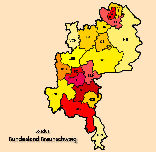 Karte Lokalus Bundesland Braunschweig