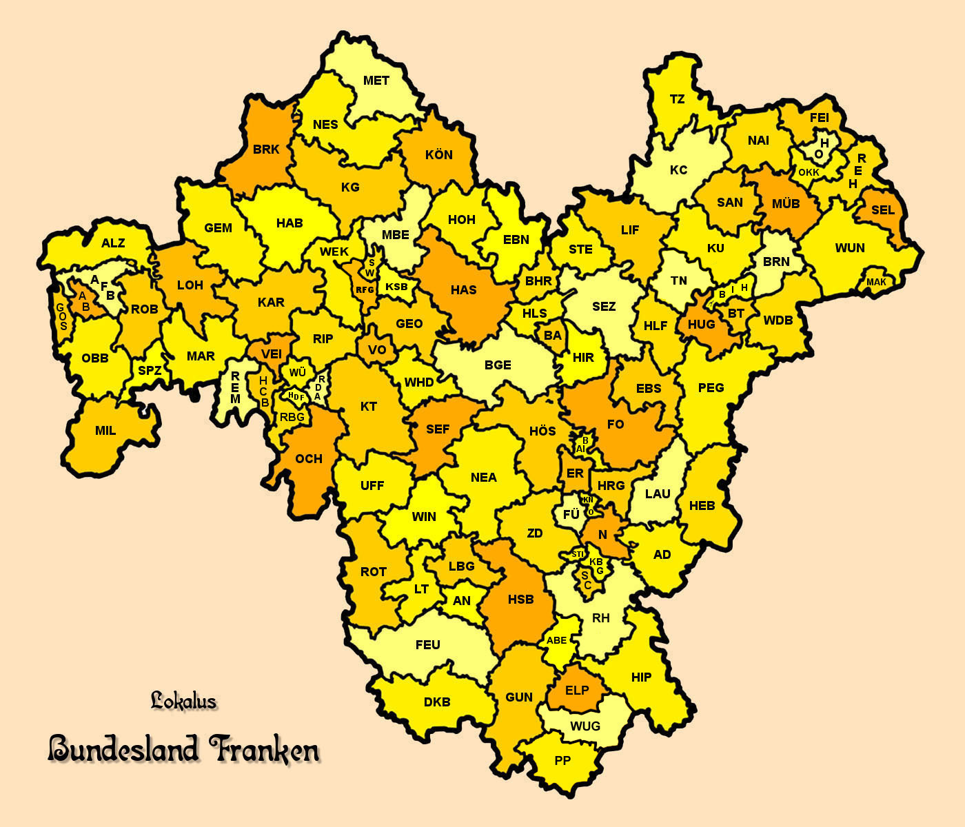Karte Lokalus Bundesland Franken