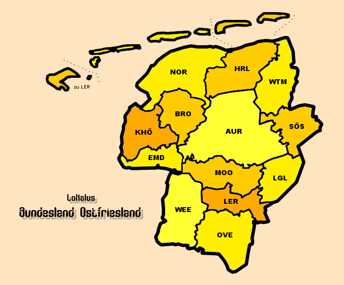 Karte Lokalus Bundesland Ostfriesland